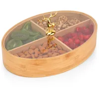 Belle Vous Runde Aufbewahrungsbox Holz mit 4 Fächern &