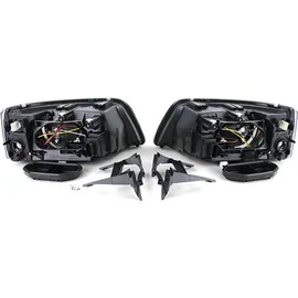 Tenzo-R Klarglas H7 H1 Scheinwerfer schwarz mit LWR Motor Paar für VW Bus T5 03-09