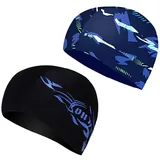 Tadipri Elastische Badekappen für Erwachsene, 2 Stück Komfortable Stoff Bademütze Weiche Unisex Badekappe, Weich Und Angenehm Zu Tragen, für Herren Damen Lange Kurzes Haar