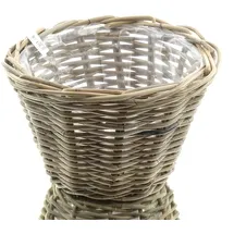 Van der Leeden Rattan Übertopf Grau konisch mit Folienauskleidung Ø 18 cm