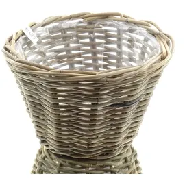 Van der Leeden Rattan Übertopf Grau konisch mit Folienauskleidung Ø 18 cm