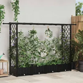 vidaXL Hochbeet mit Rankgitter und Dach 203 x 40 x 123 cm Schwarz