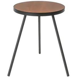 Yamazaki Beistelltisch, schwarz, Metall, Echtholz, Rundform,Rund,Rund, 49x50x49 cm,
