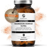 QIDOSHA® Magnesium Komplex hochdosiert, 300 Kapseln im Apothekerglas, 9 Magnesium-Formen mit sich ergänzenden Wirkschwerpunkten als Magnesium-Vollspektrum, 300mg elementares Magnesium/Tagesportion