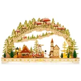 SIKORA LB91 großer Holz LED Schwibbogen WINTERDORF inklusive Trafo