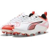 Puma Ultra 5 Play FG/AG JR Fussballschuh, White Black-Glowing RED, 28