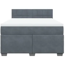 vidaXL Boxspringbett mit Matratze Dunkelgrau 160x200 cm Samt