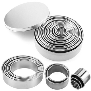 O-Kinee Plätzchen Ausstecher Rund, Ringe Keksausstecher, 12 Stück Rund Ausstechform mit Aufbewahrungsbox, Plätzchenausstecher aus Edelstahl, DIY Küche Zubehör