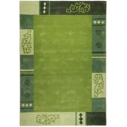 Wollteppich THEKO "Ambadi", grün, B:120cm H:14mm L:180cm, Schurwolle, Teppiche, reine Schurwolle, handgetuftet, mit Bordüre, modern