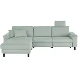 Candy Ecksofa 3C CANDY "Mainau L-Form", grün (mint), B:308cm H:91cm T:185cm, 100% Polyester, Sofas, Ecksofa, Relaxfunktion im 1,5-Sitzer, motorische Schlaffunktion in Longchair