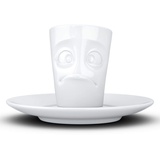 Fiftyeight PRODUCTS / Tassen / Espresso-Mug mit Unterteller „Verdutzt“ (Porzellan, 80 ml, Weiß, Made in Germany)
