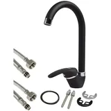 Mischbatterie Einhebelmischer Waschbecken Kochen Canna Hoch Farbe Schwarz