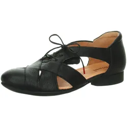 Schnürschuh THINK "Think Halbschuhe Nappaleder", Damen, Gr. 39,5, schwarz (schwarz, schwarz), Nappaleder, casual, Schuhe