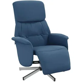 vidaXL Relaxsessel mit Fußteil Polyester 57,4 x 105 x 87,5 cm Blau drehbar mit Kissen