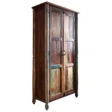 MASSIVMOEBEL24.DE Schrank Altholz 90x45x180 Mehrfarbig lackiert Fable #12