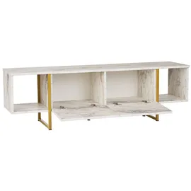 vente-unique Derana TV-Lowboard 160x47,6x40 cm Weiß Holz/Metall