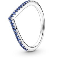 PANDORA Ring Timeless "Funkelnder Wunsch" Silber, blaue Kristalle 196316C02 50