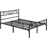 Yaheetech Bettrahmen Metallbett Gästebett Bettgestell aus Metall, Modern Jugendbett mit Lattenrost, für Schlafzimmer Gästezimmer 140 x 200 cm/Schwarz