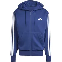 Adidas Essentials 3 Stripes Fleece Zipper Hoodie, Dark Blue/White, XXL