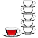 Pasabahce Dajar 6er Set Teegläser-Set Kaffee Basic Cup 12-Teilig mit Unterteller transparent | Gr.: onesize