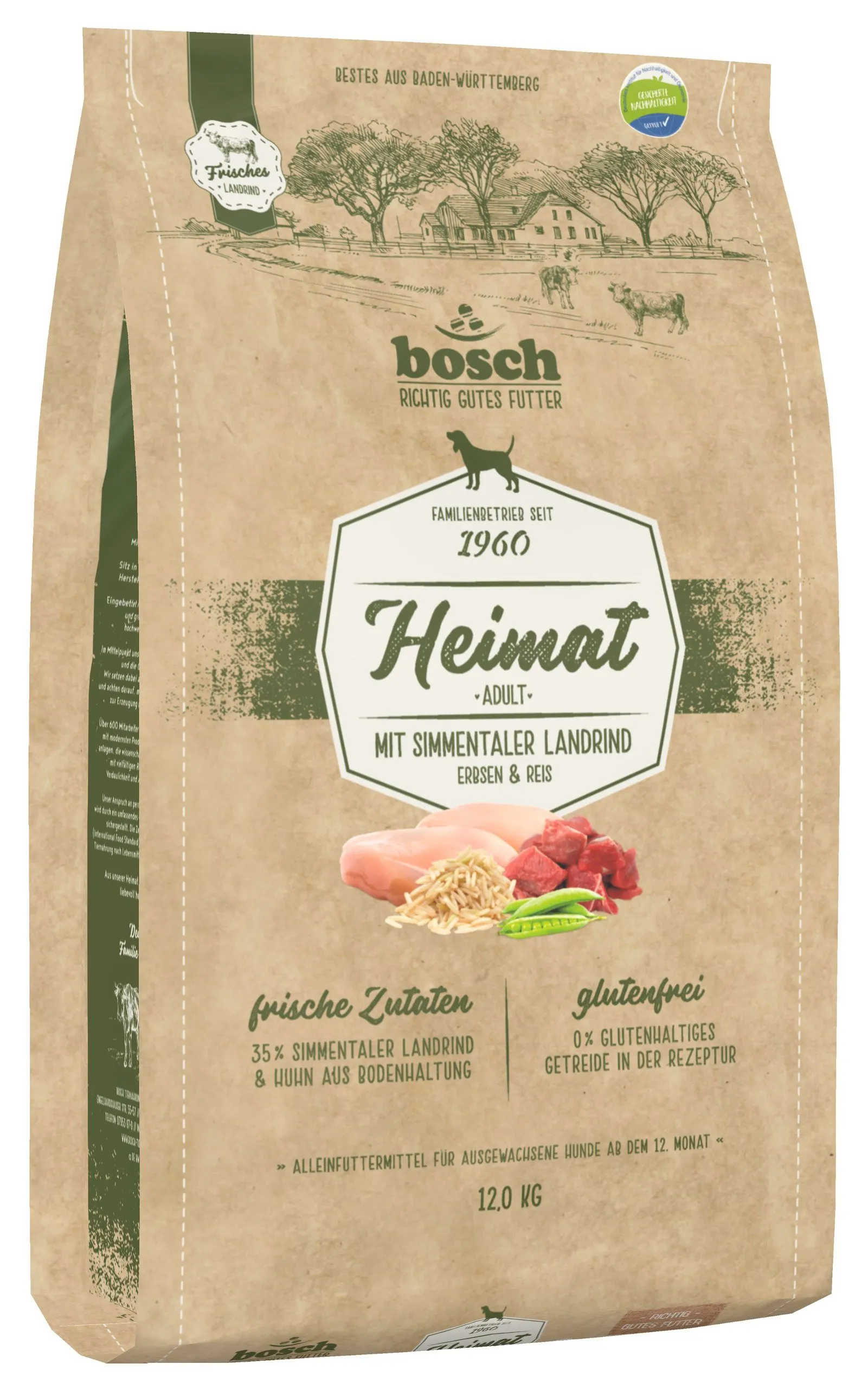 Bosch Heimat Hundefutter Adult mit Simmentaler Landrind, 2,4 kg