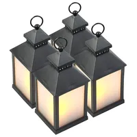Lunartec 4er Pack LED-Laterne mit realistischem Flammenspiel und Timer