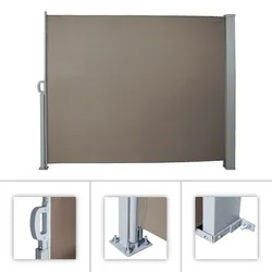 UAC Seitenmarkise 160 x 300 cm Sichtschutz Sonnenschutz 280 g/m2 Balkon Ausziehbar, Braun