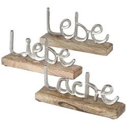Dekoaufsteller Jillien Schriftzug Aluminium Mango 3er Set