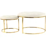 Kayoom Hocker Becky 825 2er-Set Kunststoff 60 x 41 x 60 cm Elfenbein/Gold