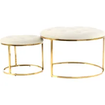 Kayoom Hocker Becky 825 2er-Set Kunststoff 60 x 41 x 60 cm Elfenbein/Gold