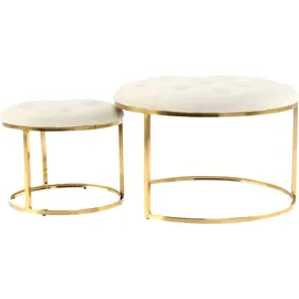 Kayoom Hocker Becky 825 2er-Set Kunststoff 60 x 41 x 60 cm Elfenbein/Gold