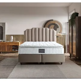 Villa Möbel Bett Set Atlanta 90x190 Beige, Bett (ohne Matratze), Bett mit Stauraum - Beige