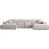 Fun Möbel Wohnlandschaft U-Form CELES PREMIUM XS in Stoff Ascot Bukla Beige