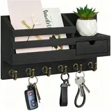 Diwzbyn Schlüsselbrett Wand-Schlüsselbrett,Wandorganizer Hakenleiste mit 6 Haken, Schlüsselaufbewahrung,Heimdekoration, für Eingang, Küche, Wohnzimmer schwarz