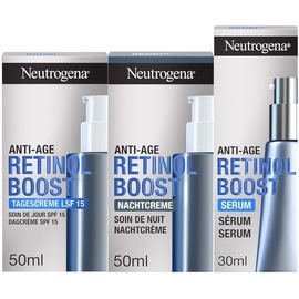 Neutrogena Retinol Boost Geschenkset: Tagescreme mit LSF, Nachtcreme (je 50 ml) & Serum (30 ml), Anti Aging Skincare Set mit reinem Retinol, verbessert das Hautbild, mildert Falten & Pigmentflecken
