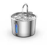 Katzenbrunnen Edelstahl Katzen Trinkbrunnen Super leiser, 2.2L-Katze Wasserbrunnen für Katze mit LED und Aktivkohlefilter, Leicht zu reinigender Katzen Trinkbrunnen - mit 2 Kohlefilters