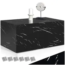 Tectake Couchtisch Marmor Optik Schwarz Holz 90 x 50 x 40 cm
