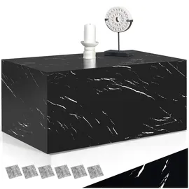 Tectake Couchtisch Marmor Optik Schwarz Holz 90 x 50 x 40 cm