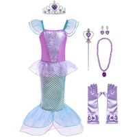 Lito Angels Meerjungfrau Prinzessin Arielle Kostüm Kleid Verkleidung mit Accessoires für Kinder Mädchen, Größe 10-12 Jahre 146 152, Lila