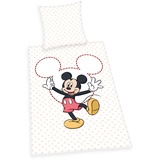 Herding Bettwäsche-Set Disney's Mickey Mouse, Kopfkissenbezug 80 x 80 cm, Bettbezug 135 x 200 cm, Mit leichtläufigem Reißverschluss, Baumwolle