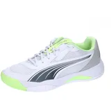 Puma NOVA Court Tennis Shoe, White-Luminous Blue-Fizzy Apple-Shadow Gray, 41 EU