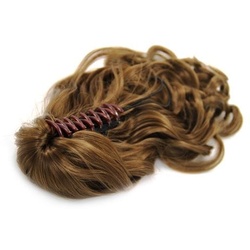 Fashiongirl Pferdeschwanz Haar Extensions m/ Spange #6 Hellbraun - Gelockt Haarextensions   Braun 