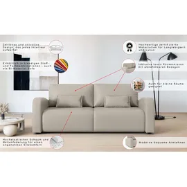 OTTO home 3-Sitzer OTTO HOME "JIGGS wahlweise Schlafsofa mit Bettkasten, Maße B/H/T: 228/96/110 cm", grau (hellgrau), B:228cm H:96cm T:110cm, 100% Polyester, Sofas, Sofa mit Wellenunterfederung, enthält 2 Rückenkissen und 2 Zierkissen