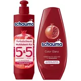 Schauma Haarshampoo 5&5 Kur Farbschützend 300ml & Spülung Color Glanz 250ml, 2-tlg., Haarkur, Farbschutz, Splissversiegelung