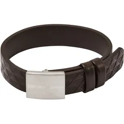 Lederarmband EMPORIO ARMANI "Schmuck Geschenk Edelstahl Armschmuck Armkette, EGS3135040", braun (edelstahlfarben, braun), Armbänder, Damen, Edelstahl-Leder, Edelstahl, Leder