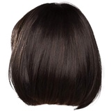 Perücken Schwarz Echthaar Kurzes Haar für Damen, mittlere Länge, glattes Haar, Seitenschlitz, Birnenkopf, Gold Echthaar Perücke Blond Bob (Black-b, One Size)