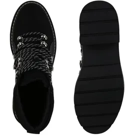 Stiefelparadies Damen Schnürstiefeletten in Schwarz Dunkelgrau Hellgrau Snake,