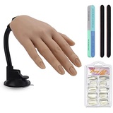 Yokilly Übungshand Für Nageldesign,Silikon Hand Für Gelnägel-100 Stück Künstliche Nägel,Fake Nägel Übungshände Hand Training Übungsmodell Nail Art Maniküre Set Für DIY