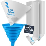 Benbow Lacksiebe mit Nyloneinsatz 280μ, 1000 Stück mit Silikontrichter, für Lacke und Farben, ideal für Werkstatt und Lackierarbeiten