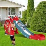 Daromigo Kinderrutsche, Rutsche 4-in-1,Kinder Fun Slide mit Englisch Frühbildungsgerät und Basketballkorb,Kinder Rutsche für 1-3 Jahre,kinderrutsche Outdoor&Indoor,Rutsche Kinder bis 35KG Rot